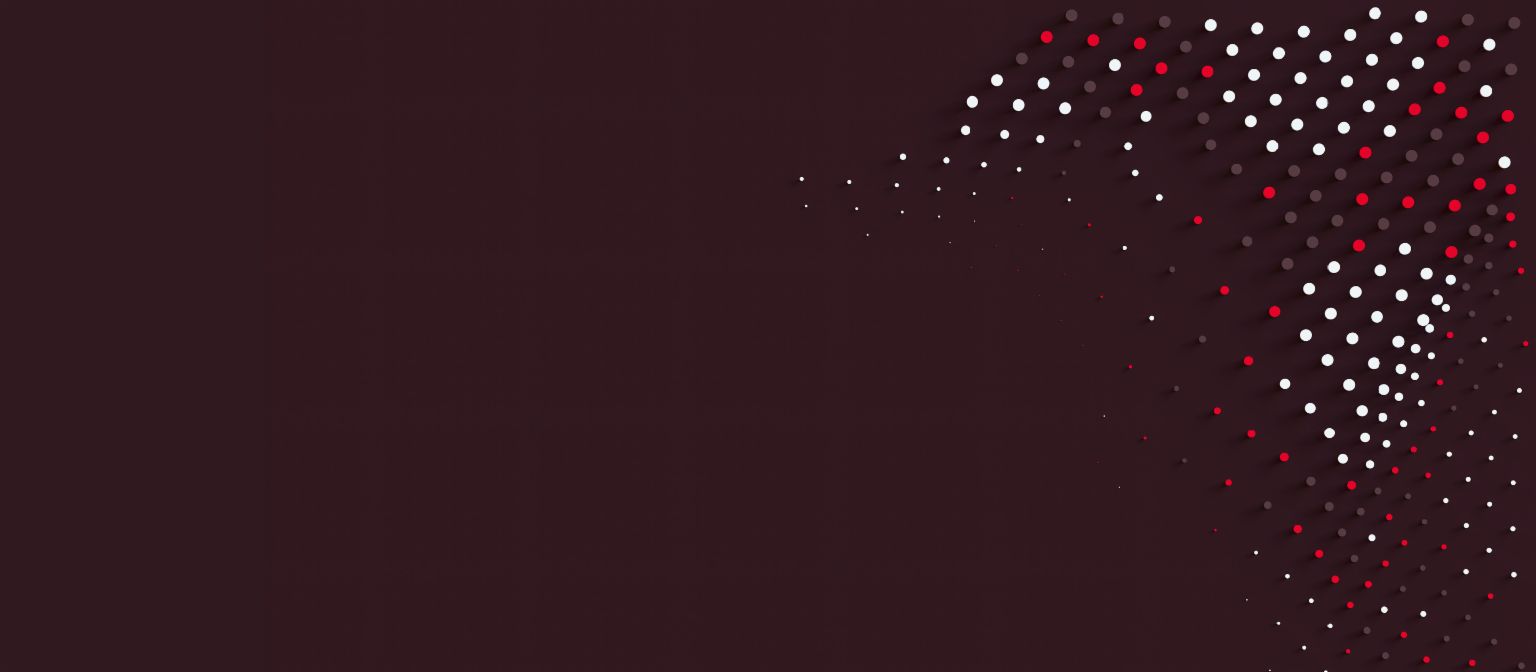 Gráfico dinámico con puntos rojos, blancos y negros que simbolizan el movimiento y la innovación en la gestión de cobros en EOS