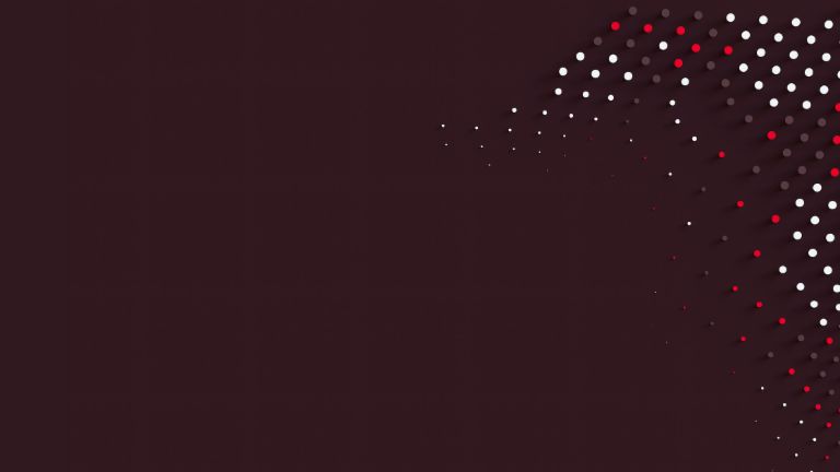 Gráfico dinámico con puntos rojos, blancos y negros que simbolizan el movimiento y la innovación en la gestión de cobros en EOS